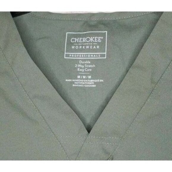 Men's Tall Olive Green 2-Way Stretch Scrub Top Style WW695T - Durable - Picture 6 of 12